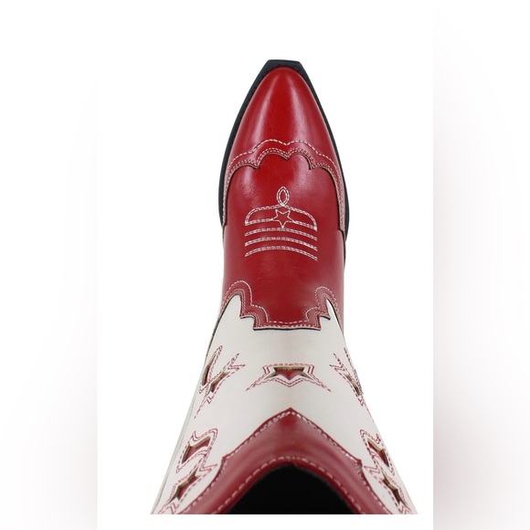 UNIONBAY Red and White Heeled Boots - Picture 5 of 6